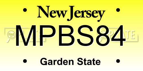MPBS84 New Jersey License Plate