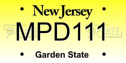 MPD111 New Jersey License Plate