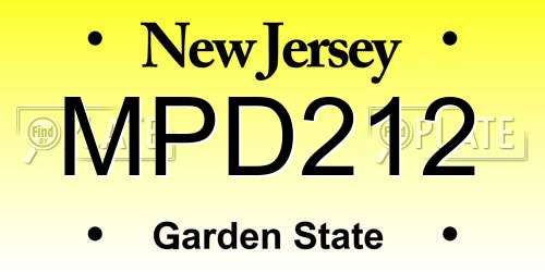 MPD212 New Jersey License Plate