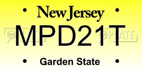 MPD21T New Jersey License Plate