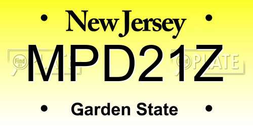 MPD21Z New Jersey License Plate