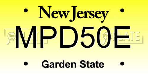 MPD50E New Jersey License Plate