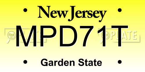 MPD71T New Jersey License Plate