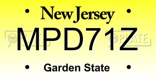 MPD71Z New Jersey License Plate
