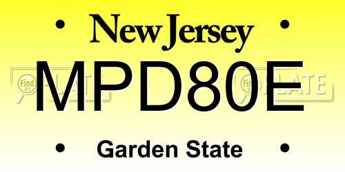 MPD80E New Jersey License Plate