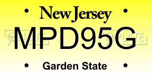 MPD95G New Jersey License Plate