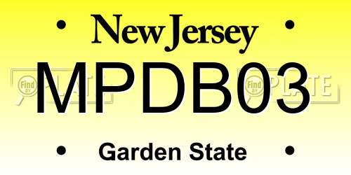 MPDB03 New Jersey License Plate