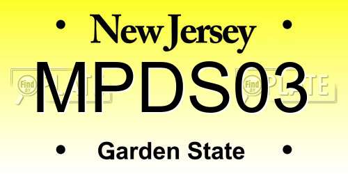 MPDS03 New Jersey License Plate