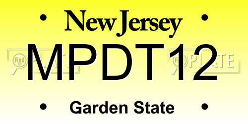 MPDT12 New Jersey License Plate