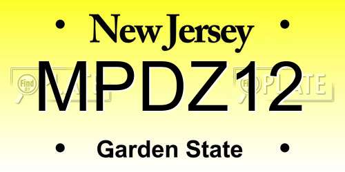 MPDZ12 New Jersey License Plate