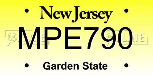MPE790 New Jersey License Plate