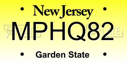 MPHQ82 New Jersey License Plate