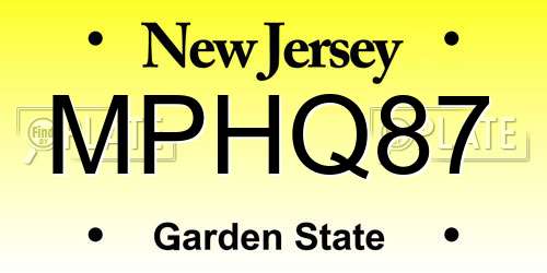 MPHQ87 New Jersey License Plate