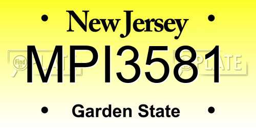 MPI3581 New Jersey License Plate
