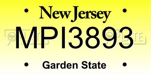MPI3893 New Jersey License Plate