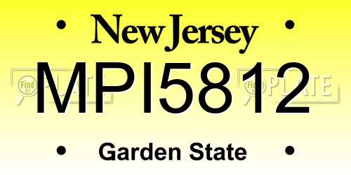 MPI5812 New Jersey License Plate