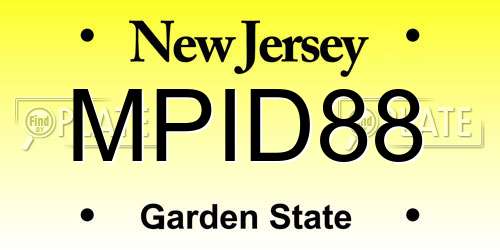 MPID88 New Jersey License Plate