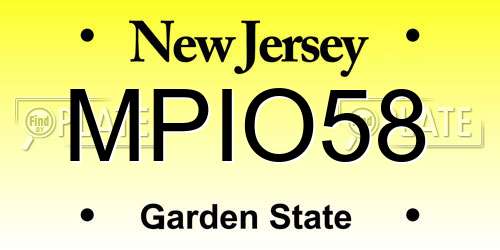 MPIO58 New Jersey License Plate