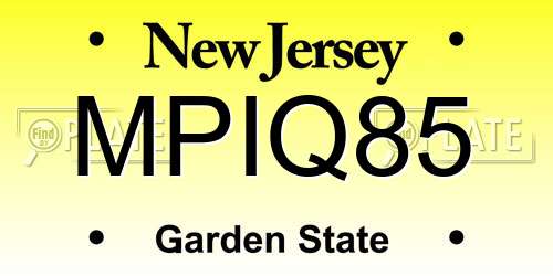 MPIQ85 New Jersey License Plate