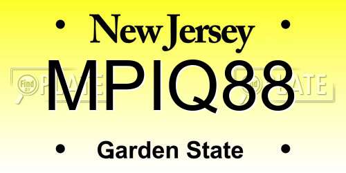 MPIQ88 New Jersey License Plate