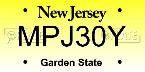 MPJ30Y New Jersey License Plate