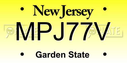 MPJ77V New Jersey License Plate