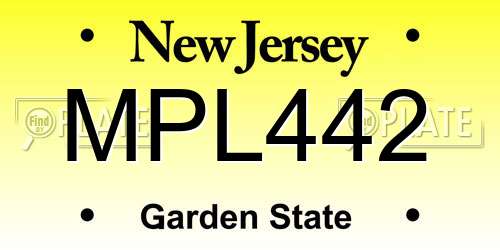 MPL442 New Jersey License Plate