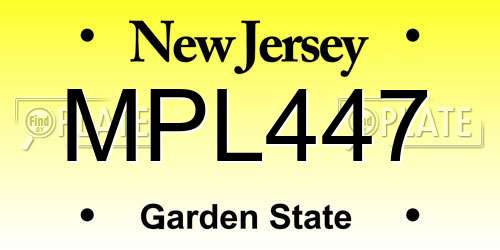 MPL447 New Jersey License Plate