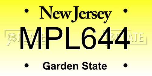 MPL644 New Jersey License Plate