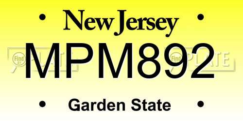 MPM892 New Jersey License Plate