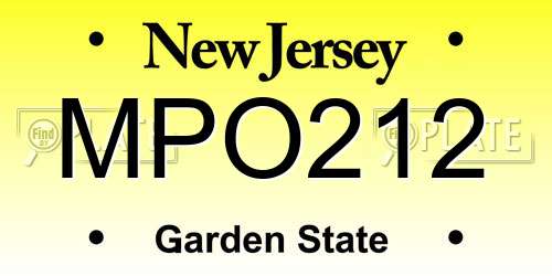 MPO212 New Jersey License Plate