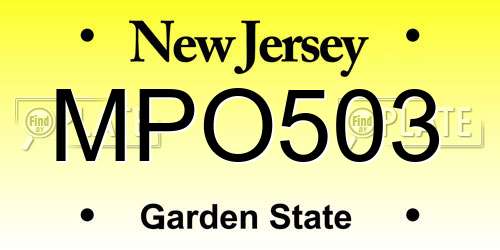 MPO503 New Jersey License Plate