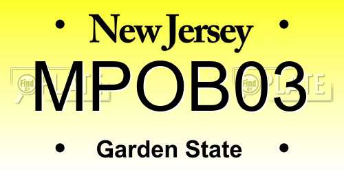 MPOB03 New Jersey License Plate