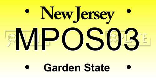 MPOS03 New Jersey License Plate