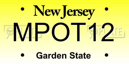 MPOT12 New Jersey License Plate