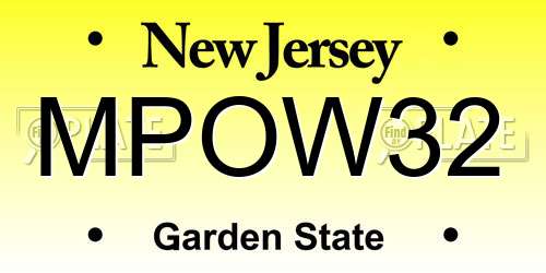 MPOW32 New Jersey License Plate