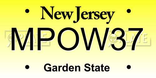 MPOW37 New Jersey License Plate