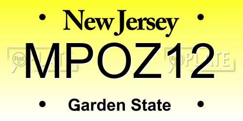 MPOZ12 New Jersey License Plate