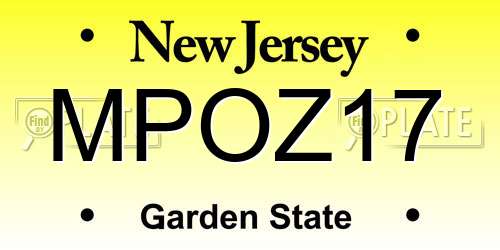 MPOZ17 New Jersey License Plate