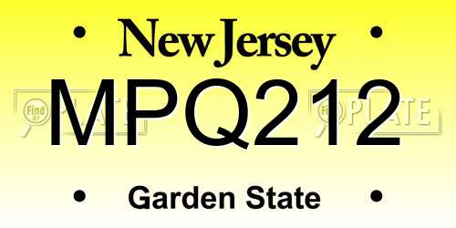 MPQ212 New Jersey License Plate