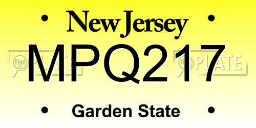 MPQ217 New Jersey License Plate