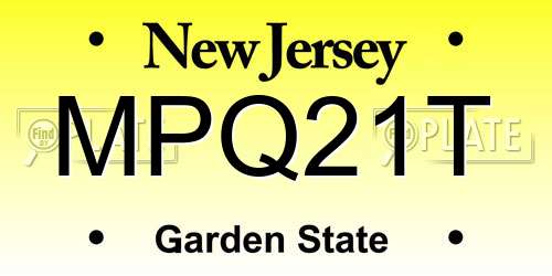 MPQ21T New Jersey License Plate
