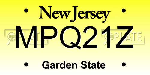 MPQ21Z New Jersey License Plate