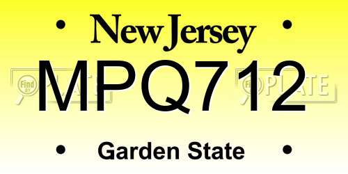 MPQ712 New Jersey License Plate
