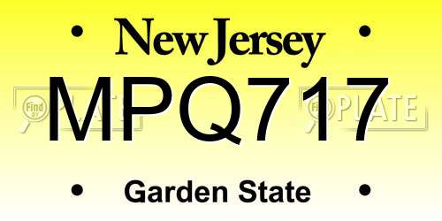 MPQ717 New Jersey License Plate