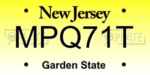 MPQ71T New Jersey License Plate