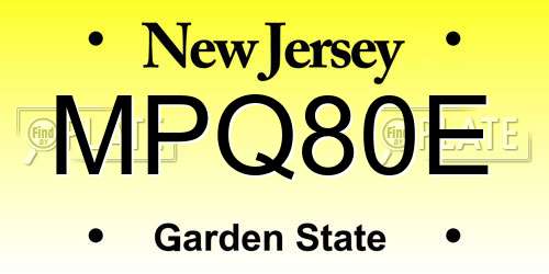 MPQ80E New Jersey License Plate