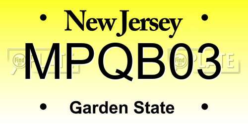 MPQB03 New Jersey License Plate