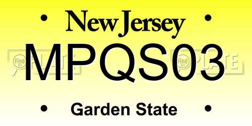 MPQS03 New Jersey License Plate