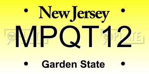 MPQT12 New Jersey License Plate